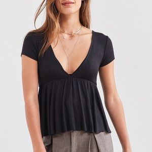 UO Clementine Plunging Babydoll Top